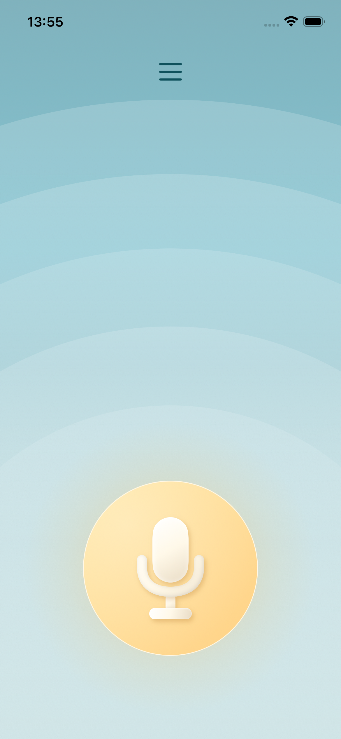 Molnfri’s blue horizon and golden microphone main screen